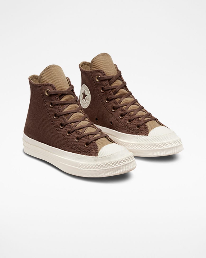 Tenisi Inalti Dama Converse Chuck 70 Stretch Corduroy Maro Kaki | RO IYNUW479